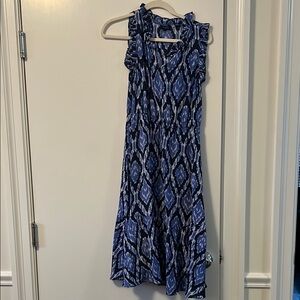 Blue Patterned Sleeveless Dress